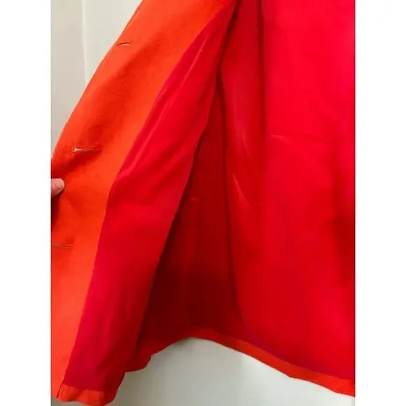 Talbots Bright Orange Collarless Blazer with Gold Buttons - Picture 5 of 8